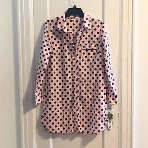 Victoria’s Secret Pink & Black Polka Dot Collared Sleep Nightgown Size Small